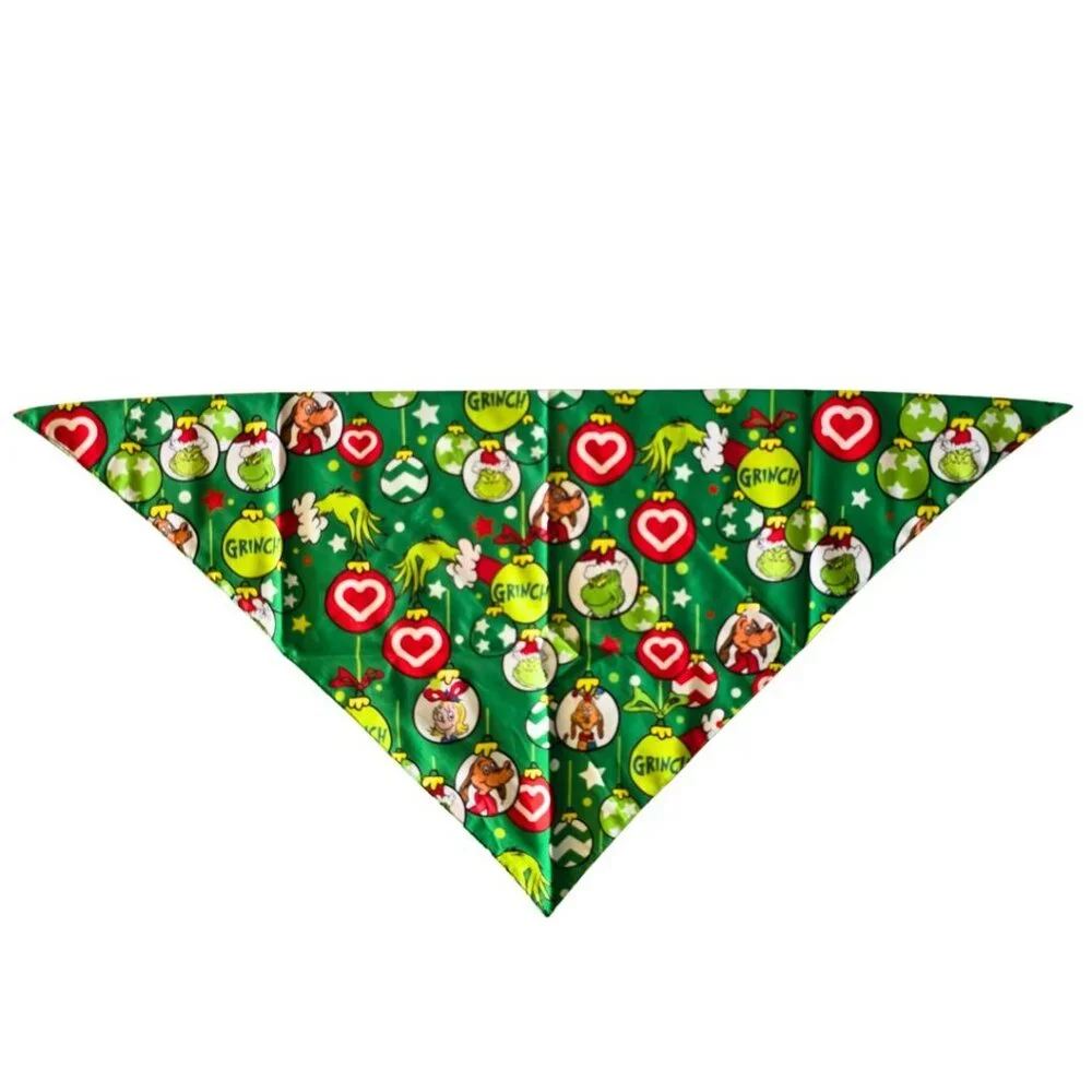 The Grinch Christmas Bandana 2 Pack Lot Holiday Pet Bandanas for Dogs & Cats NEW